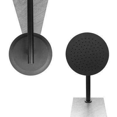 Pannello doccia in acciaio inox effetto pietra con soffione slim nero opaco