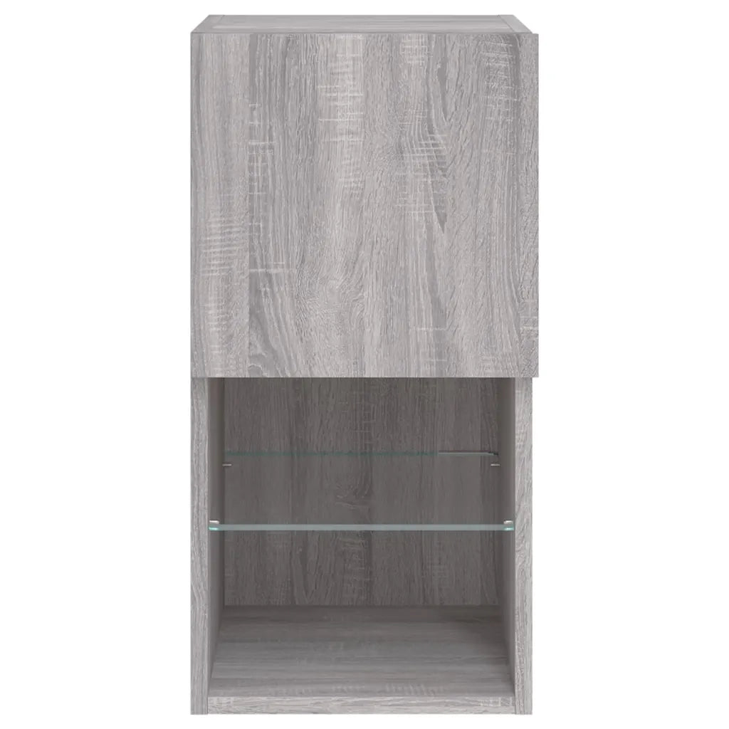 vidaXL Mobili TV con Luci LED 2pz Grigio Sonoma 30,5x30x60 cm