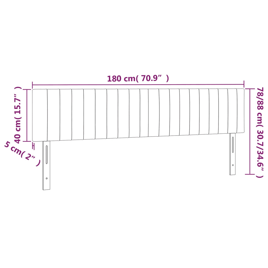 Testiera a LED-Testata con LED Crema 180x5x78/88 cm in Tessuto 287437