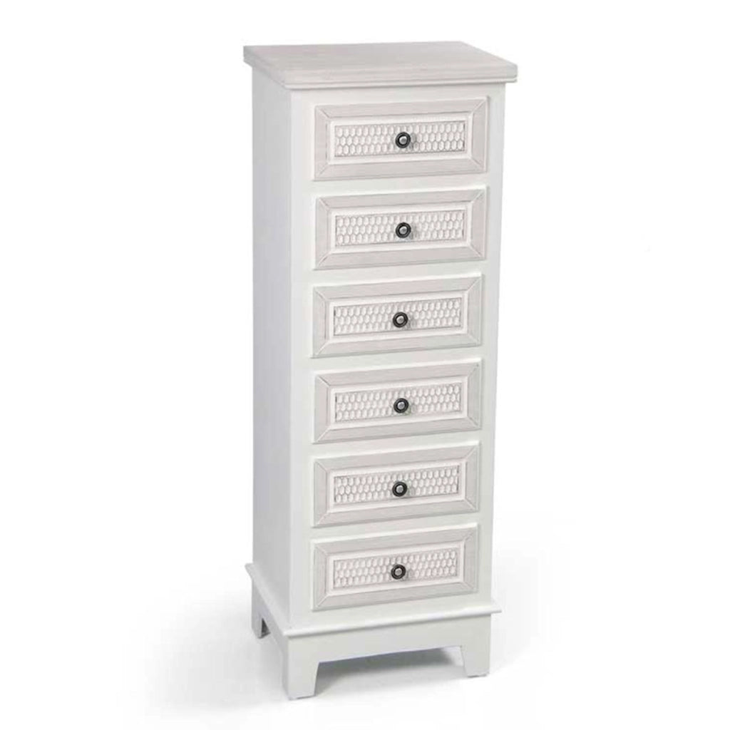 ELEGANT CASSETTIERA A 6 CASSETTI 40 X 30 X 112 CM COLORE BIANCO