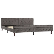 Letto matrimoniale | Letto per adulti | Giroletto Grigio in Velluto 200x200 cm