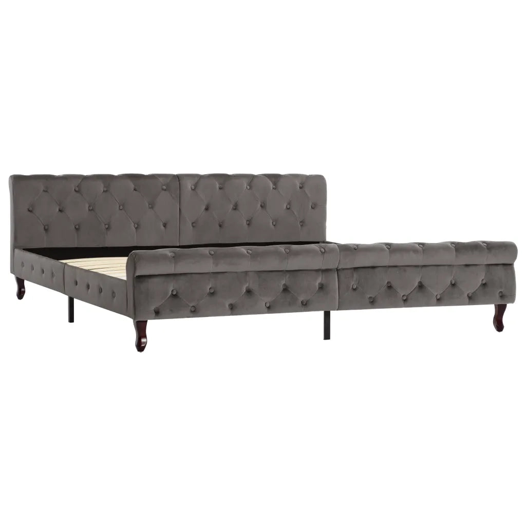 Letto matrimoniale | Letto per adulti | Giroletto Grigio in Velluto 200x200 cm