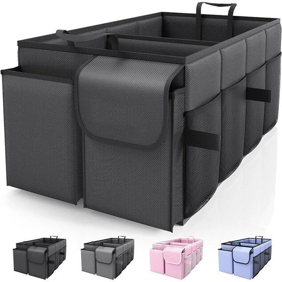 Cassa di stivaggio grande pieghevole per bagagliaio, accessori di interni auto, cassa di stivaggio per portellone, nera