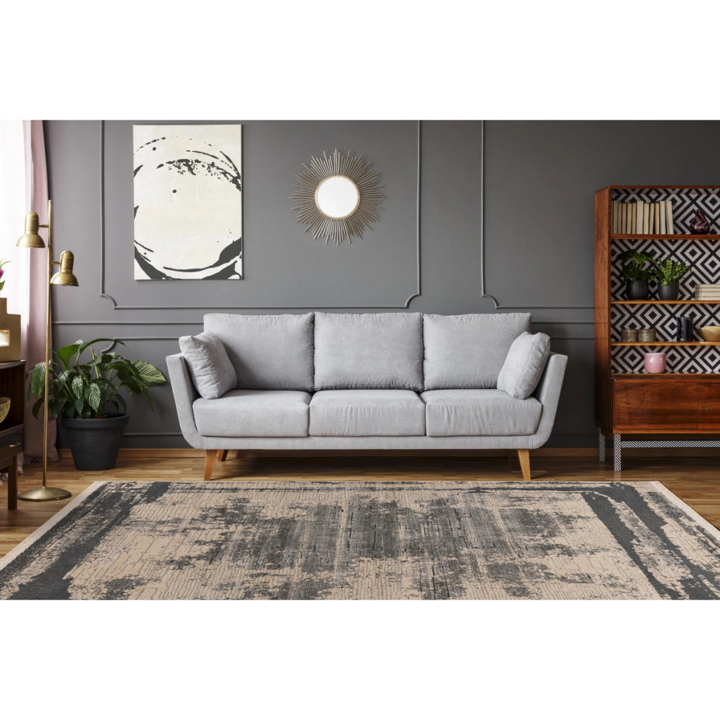 Tappeto vintage Adela grigio e nero in polipropilene