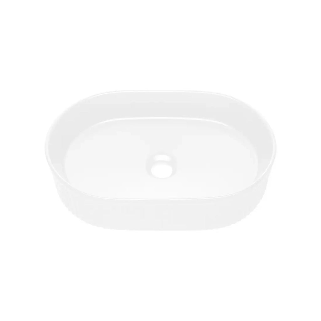 Lavabo da appoggio ovale 48x33 cm in ceramica bianca lucida