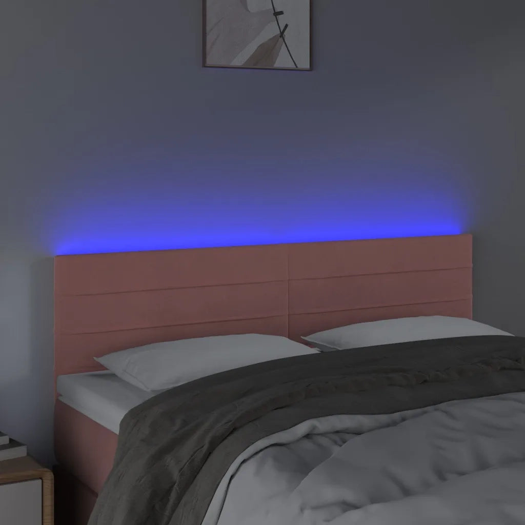 Testiera a LED Rosa 144x5x78/88 cm in Velluto 3121805