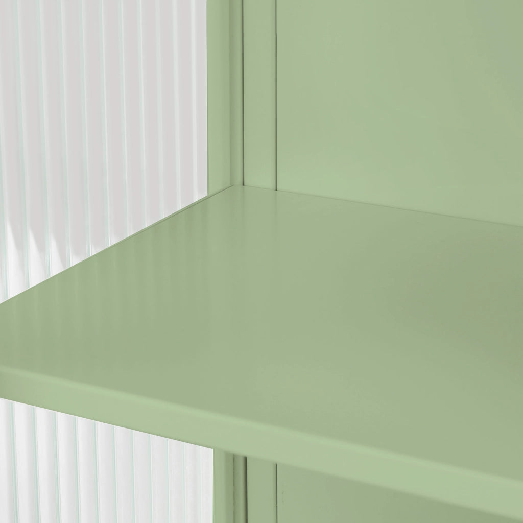 Pensile da Parete con 2 Ante in Vetro e Ripiano a Vista; Portasciugamani; Stile Moderno; Metallo; 60×23×78 cm; Verde