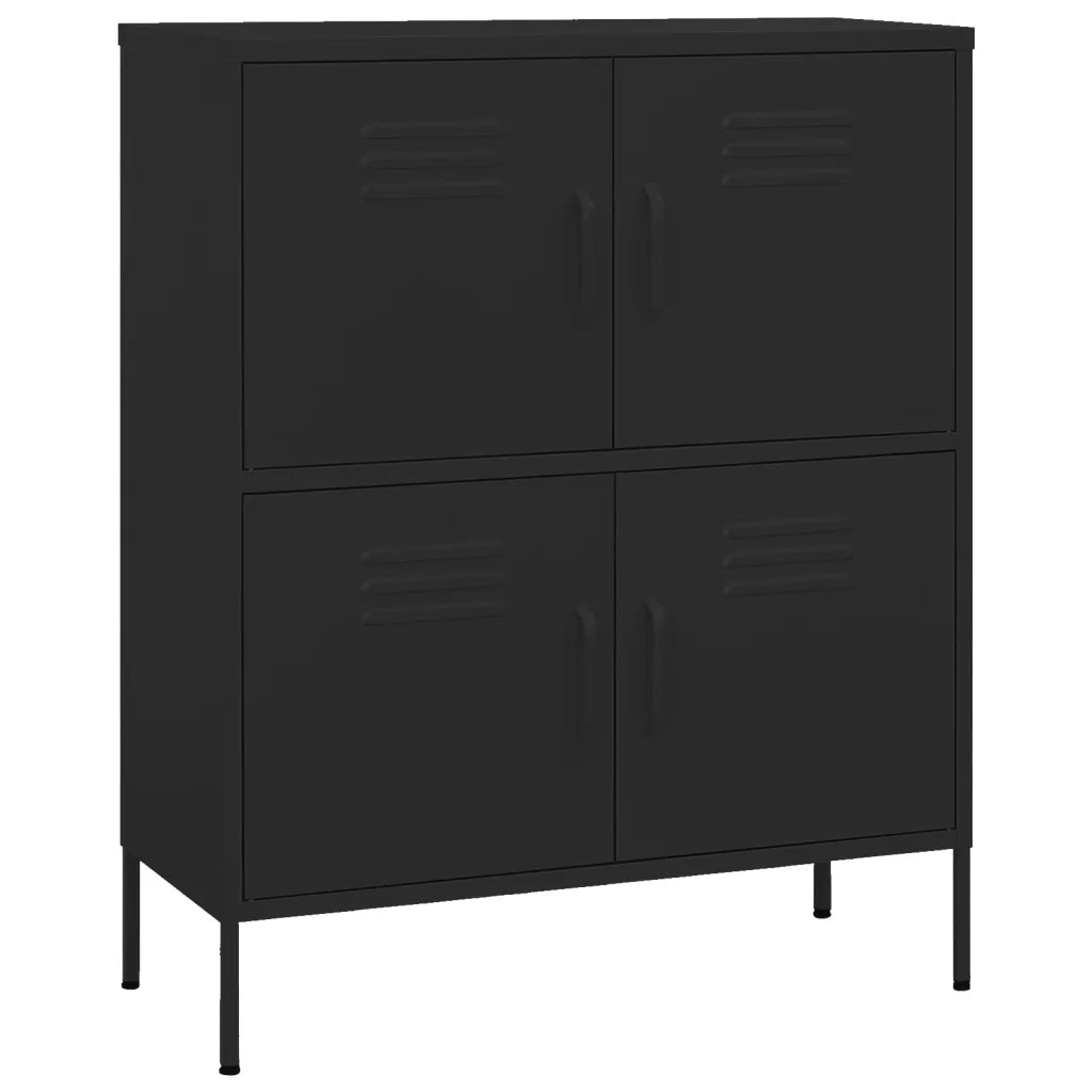 Mobile contenitore moderno con 2 ripiani regolabili 80 x 35 x 101,5 cm acciaio nero 02_0046833