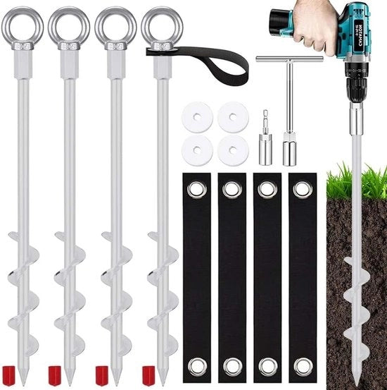 Haringen a viti per tende, trampolini, altalene, e altro - 36 cm metalliche haringen