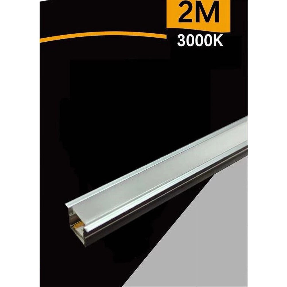 Trade Shop - Profilo In Alluminio 2mt Completo Di Strip Led + Cover 12v 7w/mt Al-12v-2025-120 - -bianco Caldo      -