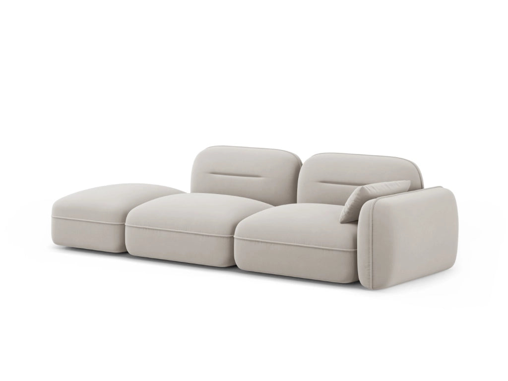 Cosmopolitan Design - Divano modulare sinistro "Sydney" 3 posti in velluto beige chiaro 