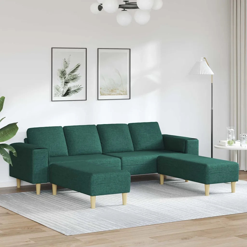 Set di divani 3 pcs Verde scuro Tessuto