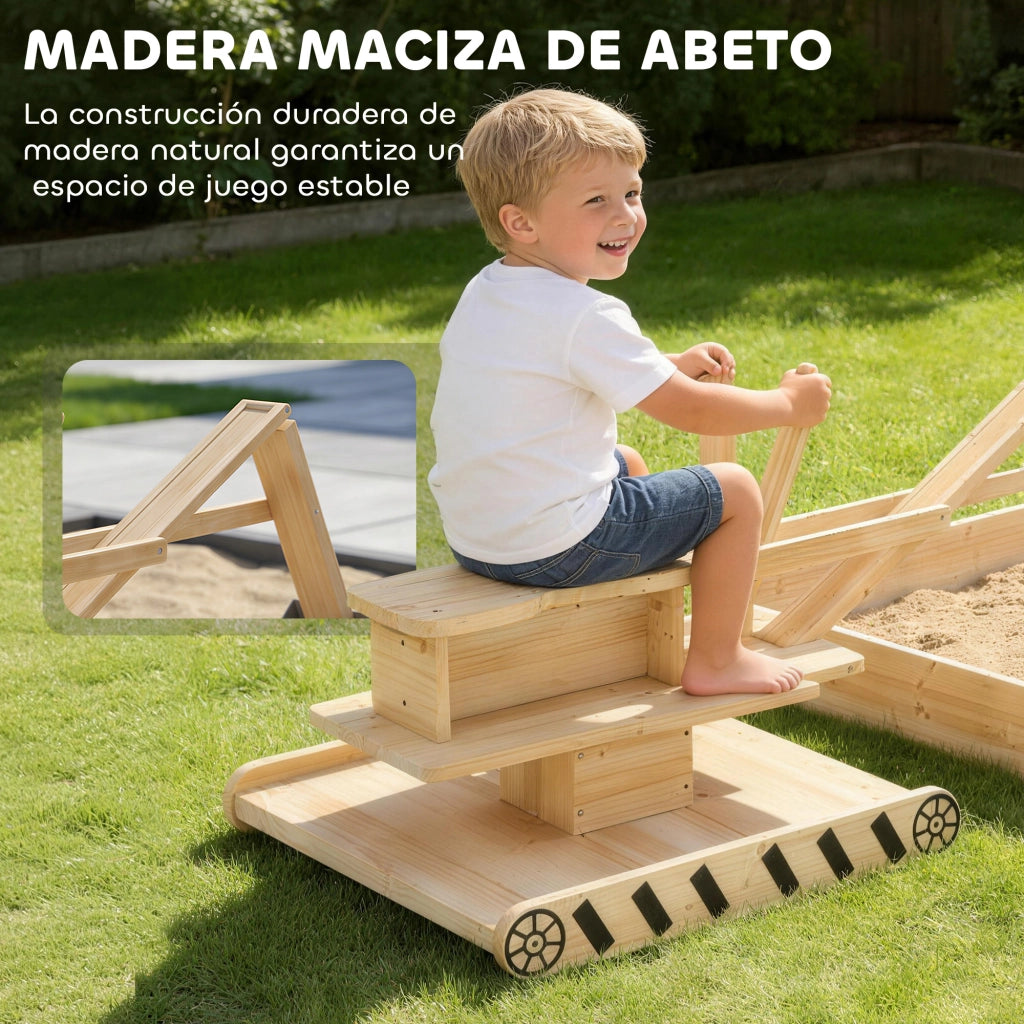 Sabbiera con Escavatore e Sedile Girevole 360¡ã ¨C Xylo ¨C Legno Naturale 184x90x56 cm