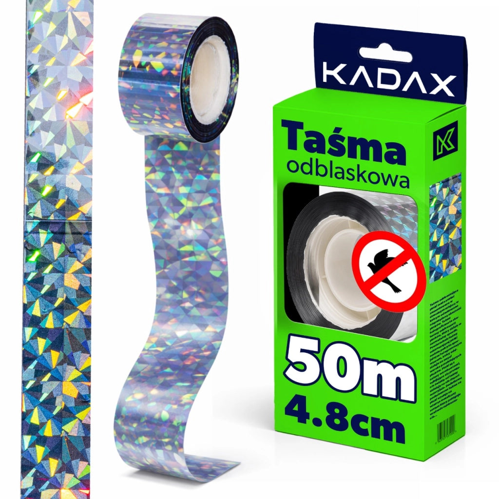 Nastro repellente per uccelli KADAX 50M riflettente, deterrente per piccioni e storni.