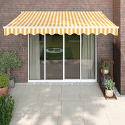 Tenda retrattile-Tenda parasole per balcone Gialla e Bianca 3x2,5 m in Tessuto e Alluminio 251271