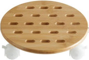 Trolley per piante per interni ed esterni - Stand per piante in bambù con maniglia - Display per piante a angolo - Carrello per piante mobili