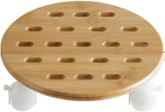 Trolley per piante per interni ed esterni - Stand per piante in bambù con maniglia - Display per piante a angolo - Carrello per piante mobili