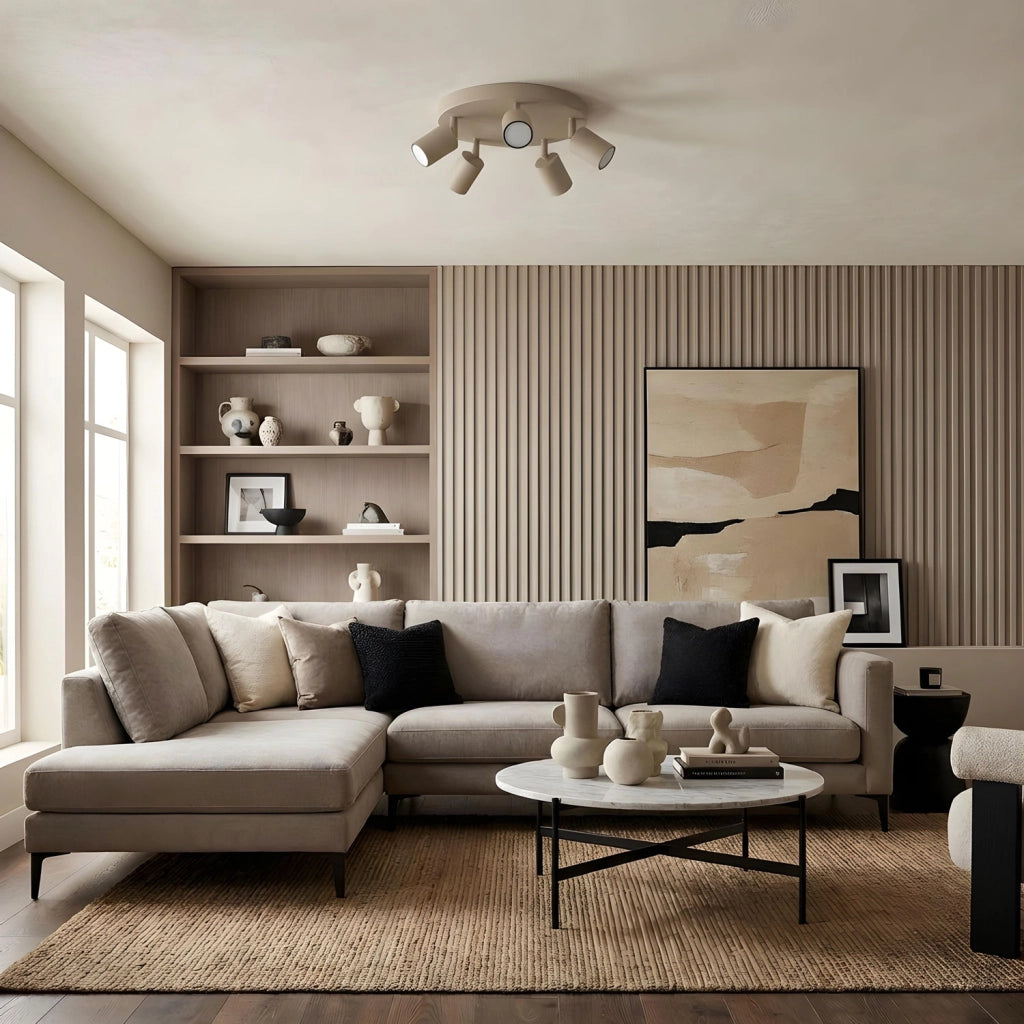 Plafoniera spot 5xGU10 beige metallo orientabile Fun Luminex