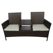 Divano da giardino a 2 posti e tavolino da tè in resina intrecciata marrone 02_0011855