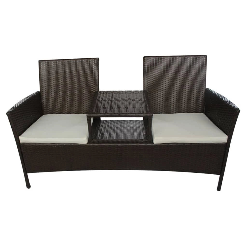 Divano da giardino a 2 posti e tavolino da tè in resina intrecciata marrone 02_0011855