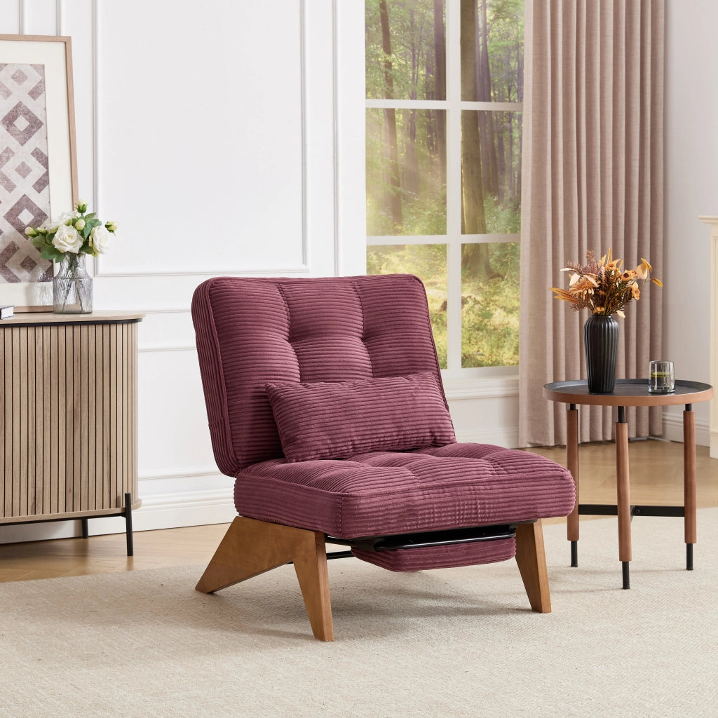 POLTRONA Reclinabile in corduroy 127x73x90 cm Rosso vino