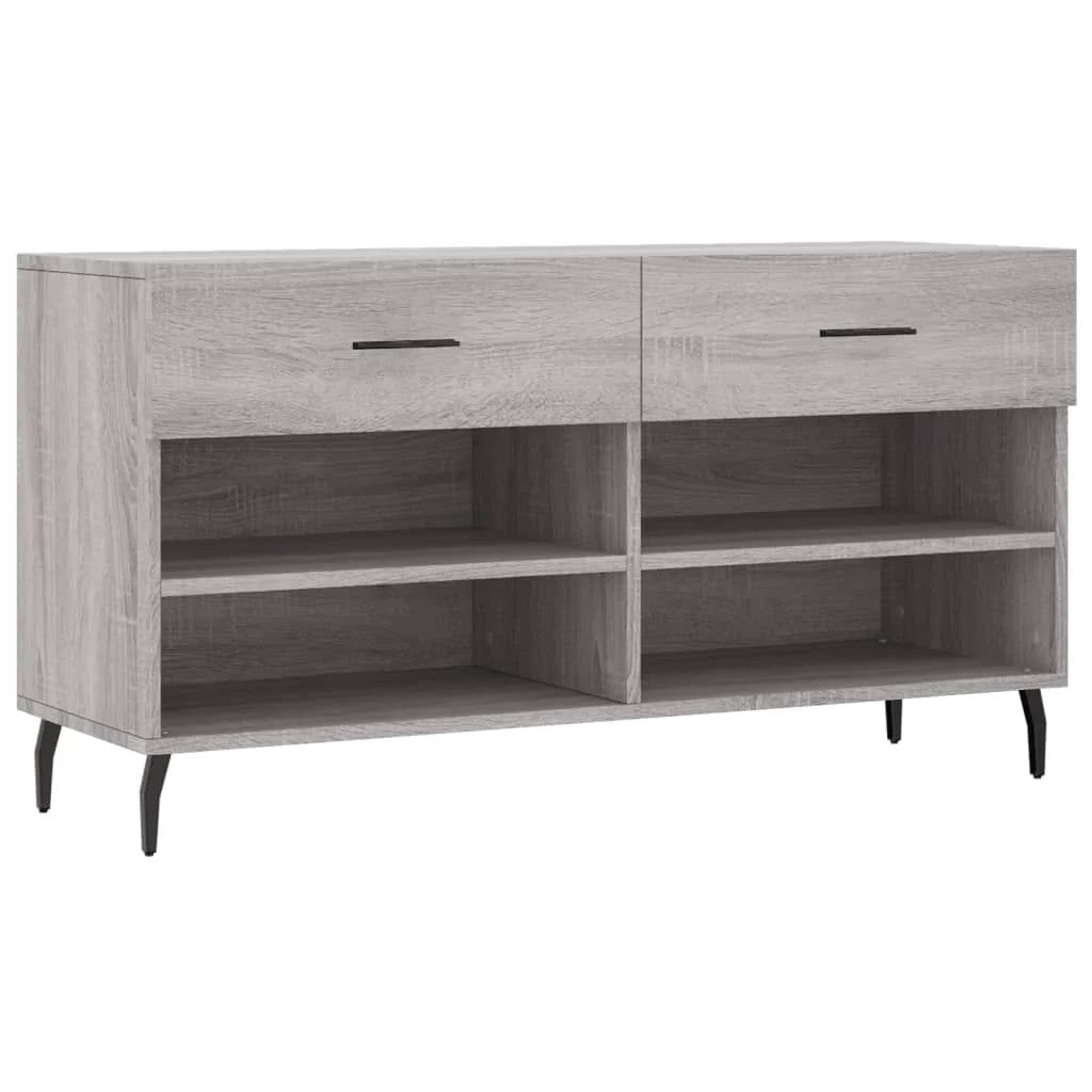 Panca portascarpe mobiletto porta-stivali cassettiera mensola mobile da ingresso rovere Sonoma 102 x 35 x 55 cm legno ingegnerizzato grigio 02_0023006