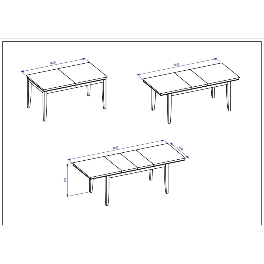 Tavolo allungabile fino a 240cm per 10 persone per sala da pranzo Collezione PALACE. Colore rovere scuro.