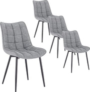 Set di Sedie da Cucina da 4 pezzi - Sedie da Cucina - 4 pezzi - Set di Sedie da Cucina - Moderno - Sedie - Grigio - Pelle in Materiale Sintetico