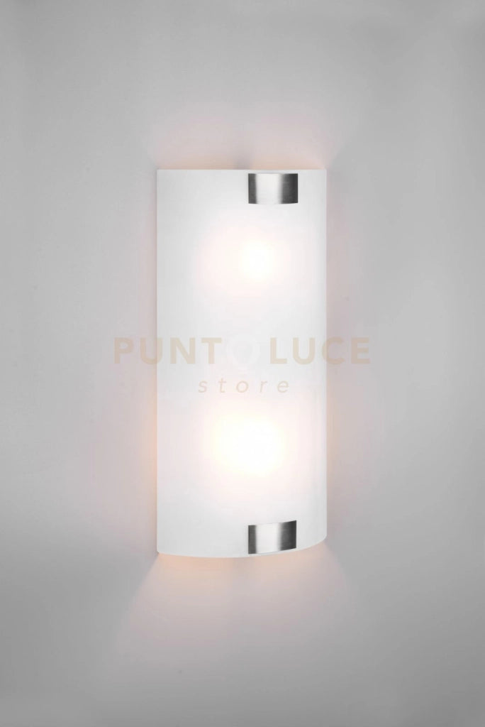 PURA APPLIQUE VETRO RETTANGOLARE GANCI METALLO ACCIAIO L.20 X H.40CM 2 LUCI ATTACCO E27