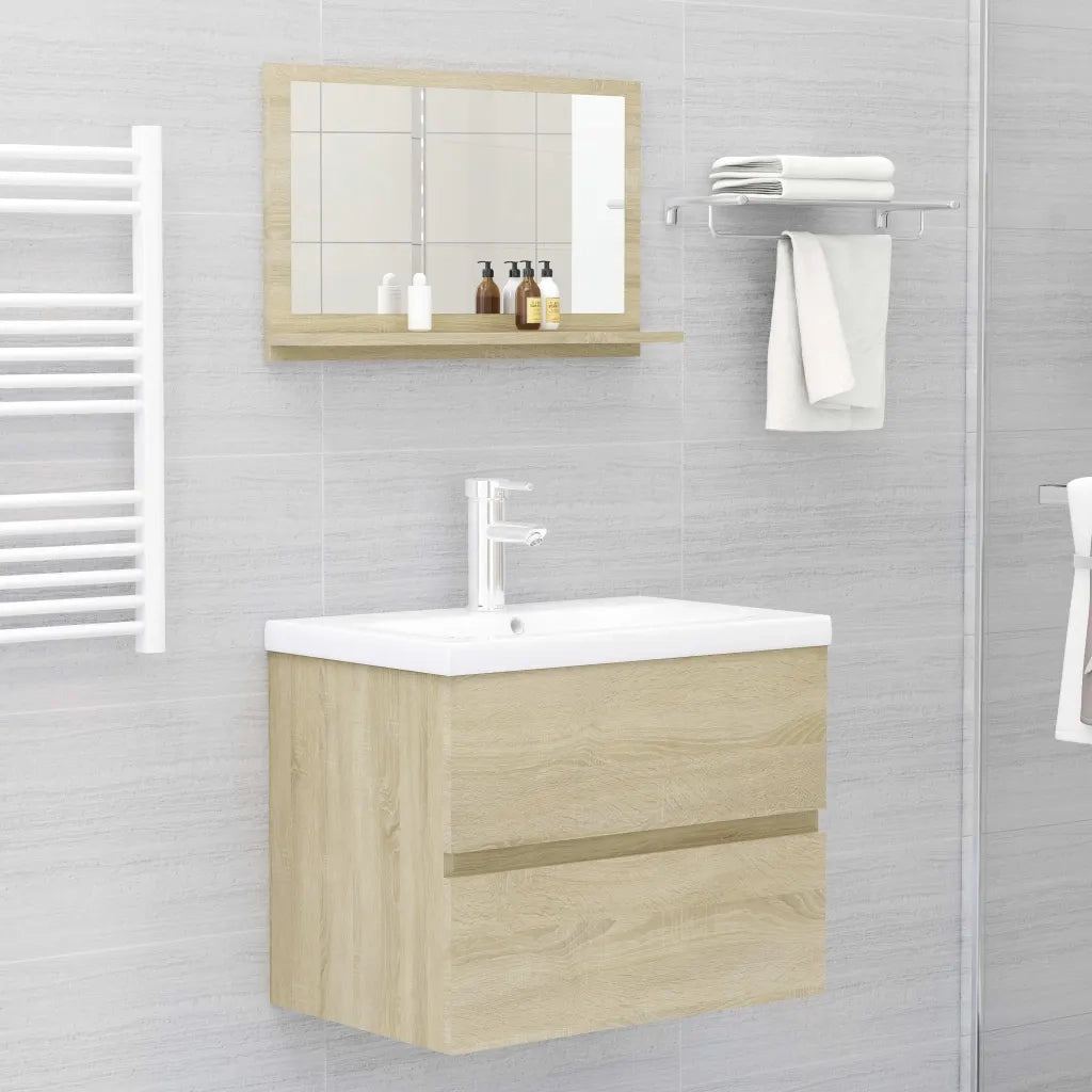 Specchio da bagno-Specchio decorativo Rovere Sonoma 60x10,5x37 cm Legno Multistrato
