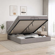Letto ottomano con materasso Tortora 200 x 200 cm Tessuto 3456438