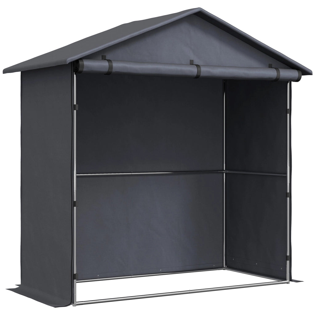 Tenda Garage per Bici e Moto Capanno da Giardino con Porta Avvolgibile 112x200x200 cm Grigio Scuro