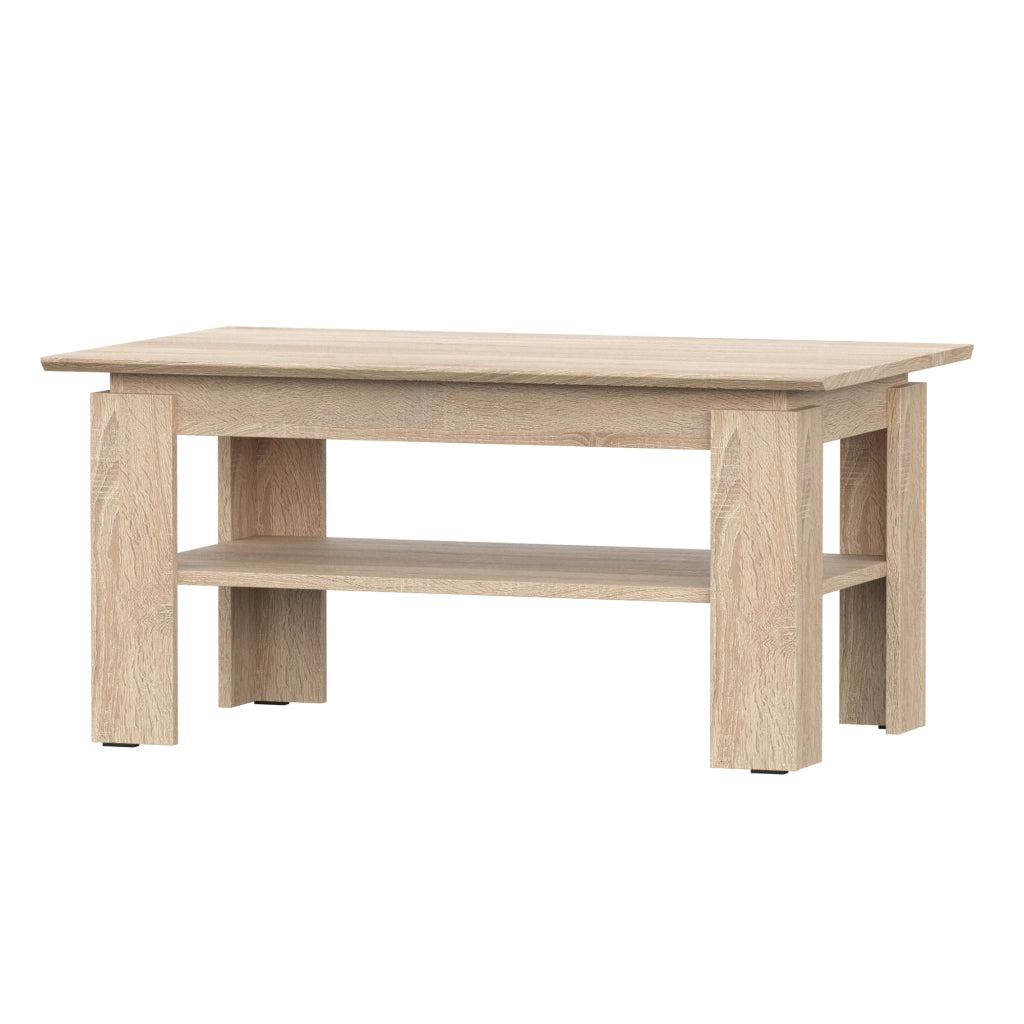 Tavolino, Tavolino da caff? Sola - Rovere Sonoma - Mensola aggiuntiva - Larghezza 90 cm, Altezza 43 cm, Profondit? 55 cm