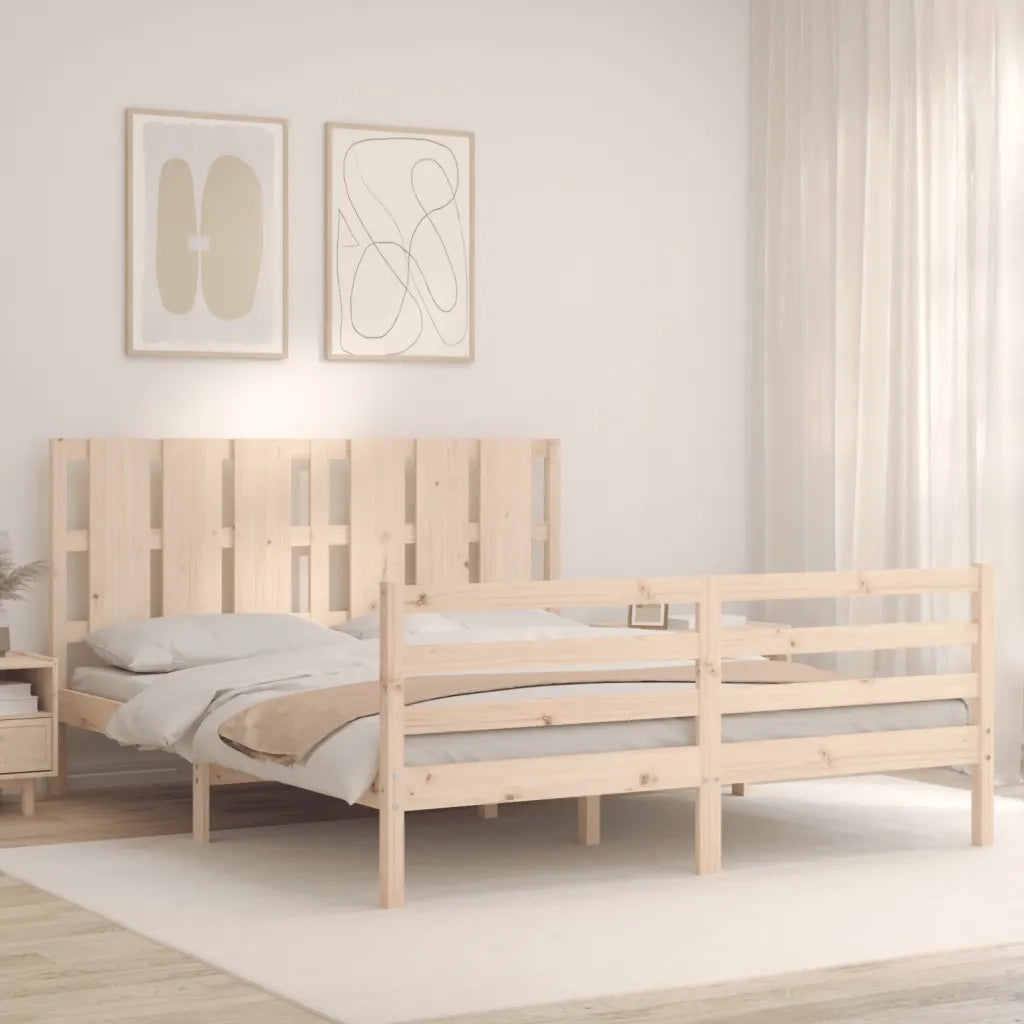 Giroletto con Testiera-Struttura Letto con testiera 160x200 cm in Legno Massello 880330