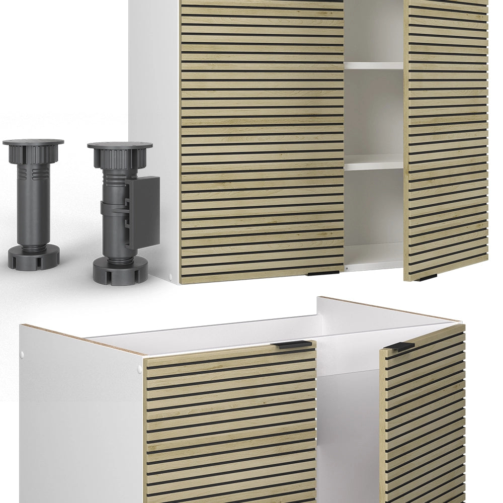 Cucina componibile Fame-Line Pannello in quercia/Bianco 235 cm, PL Marmo Vicco