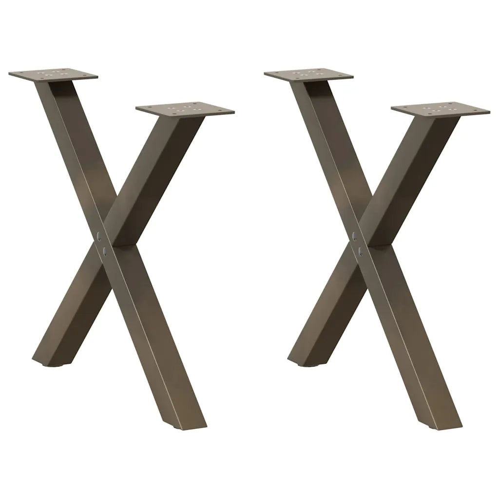 Gambe per Tavolino da CaffÃ¨ a Forma di X 2 pz Acciaio Naturale 60x(42-43) cm Acciaio