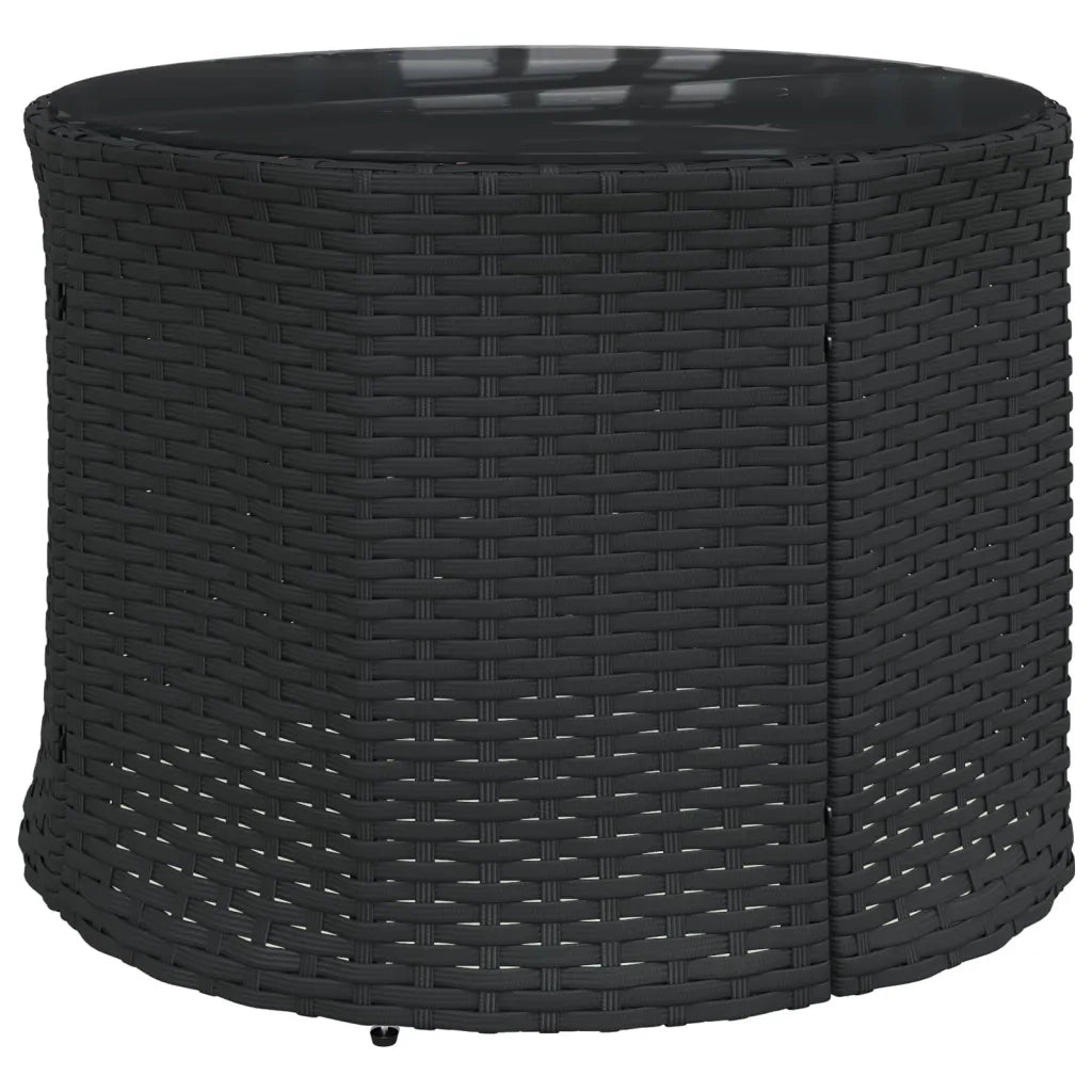 vidaXL Divano Giardino con Tavolo e Cuscini Circolare Nero Polyrattan