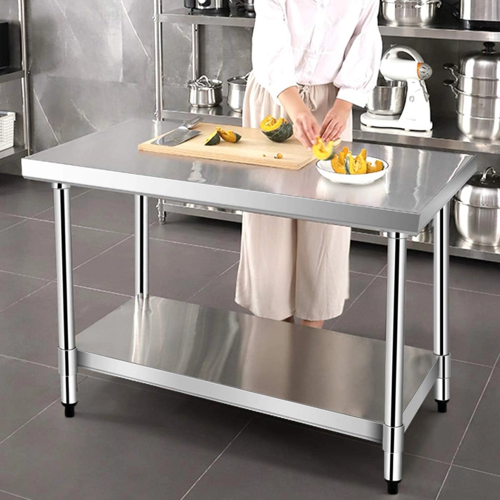 Tavolo da Lavoro Multifunzione in Acciaio, Ideale per Supermercato, Ristorante e Negozio, 91,5 x 61 x 90 cm, Argento