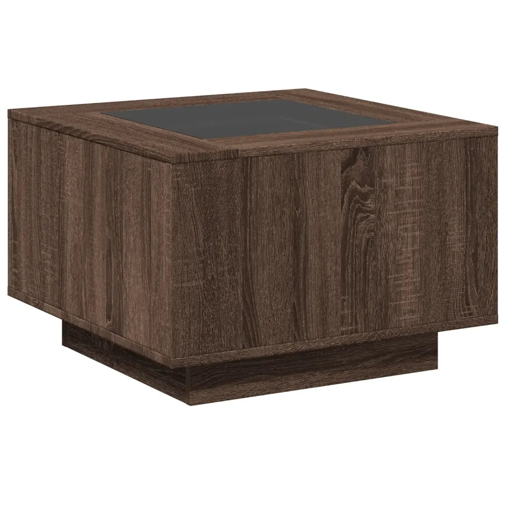 Tavolino Salotto con LED Rovere Marrone 60x60x40 cm Multistrato