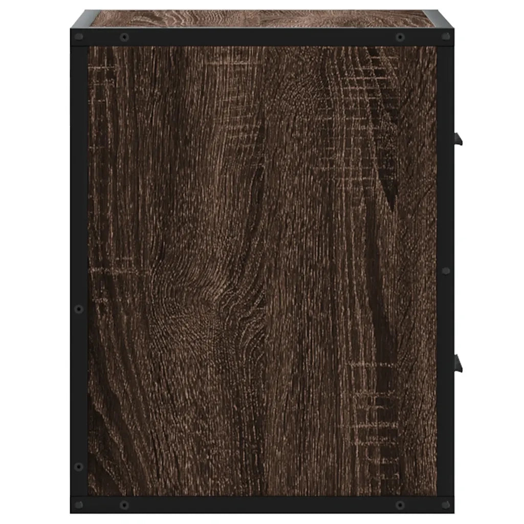 Set di 2 Comodini | Armadio da Notte | Mobiletto da notte a Muro Rovere Marrone 40x31x39,5 cm