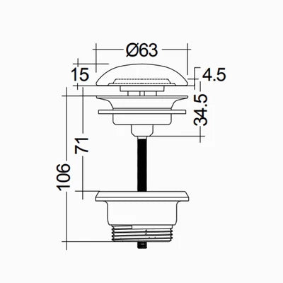 PILETTA LAVABO CLICK CLACK FEELING SENZA TROPPO PIENO- Tappo Cappuccino Opaco- RAK- pezzi 1