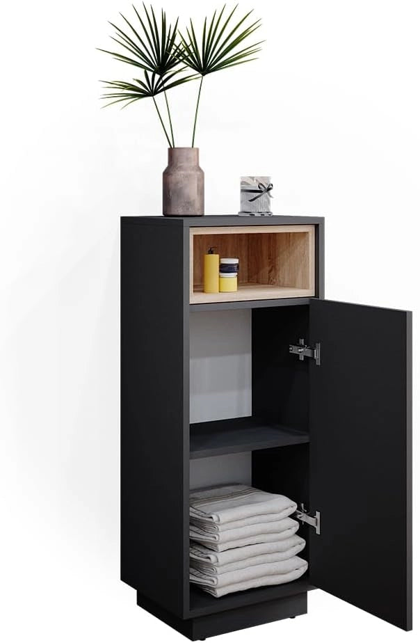 Mobiletto bagno Beatrice, Antracite, 38 x 93 cm, per la conservazione in bagno abbinabile alla serie Beatrice
