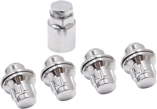 Tuner di sicurezza per ruote auto 4-in-1 con chiodi di sicurezza M12 x 1,5 a chiave