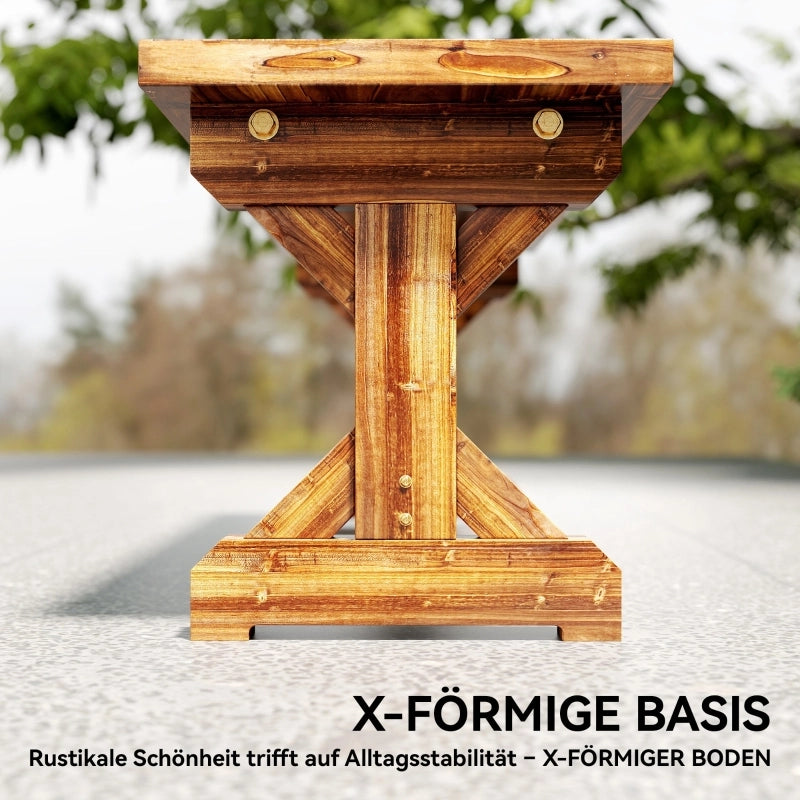 Panca da giardino biposto Panca in legno resistente alle intemperie Panca in legno con base X 240 kg Caricabile 114 x 40 x 46 cm Bruciata