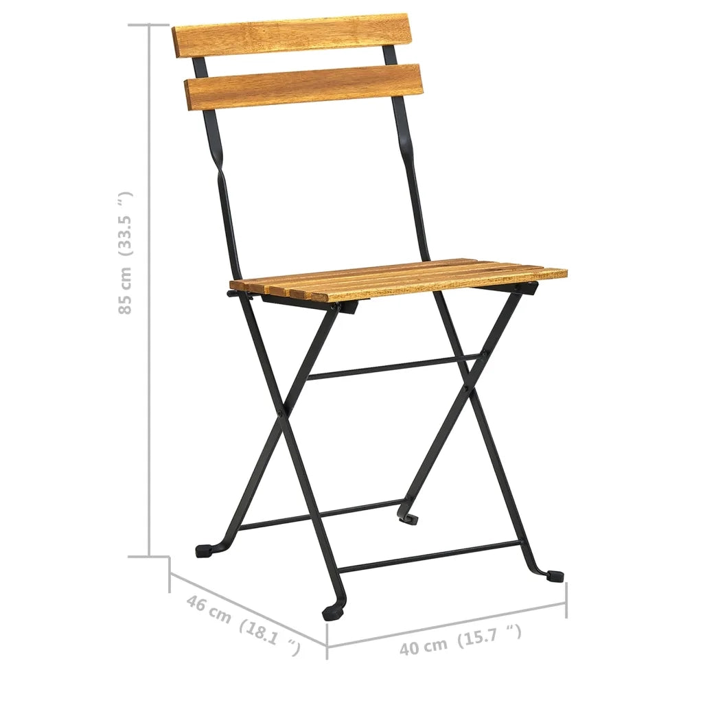Sedie da Giardino Pieghevoli 2 pz | Sedie da Esterno in Acciaio e Massello Acacia
