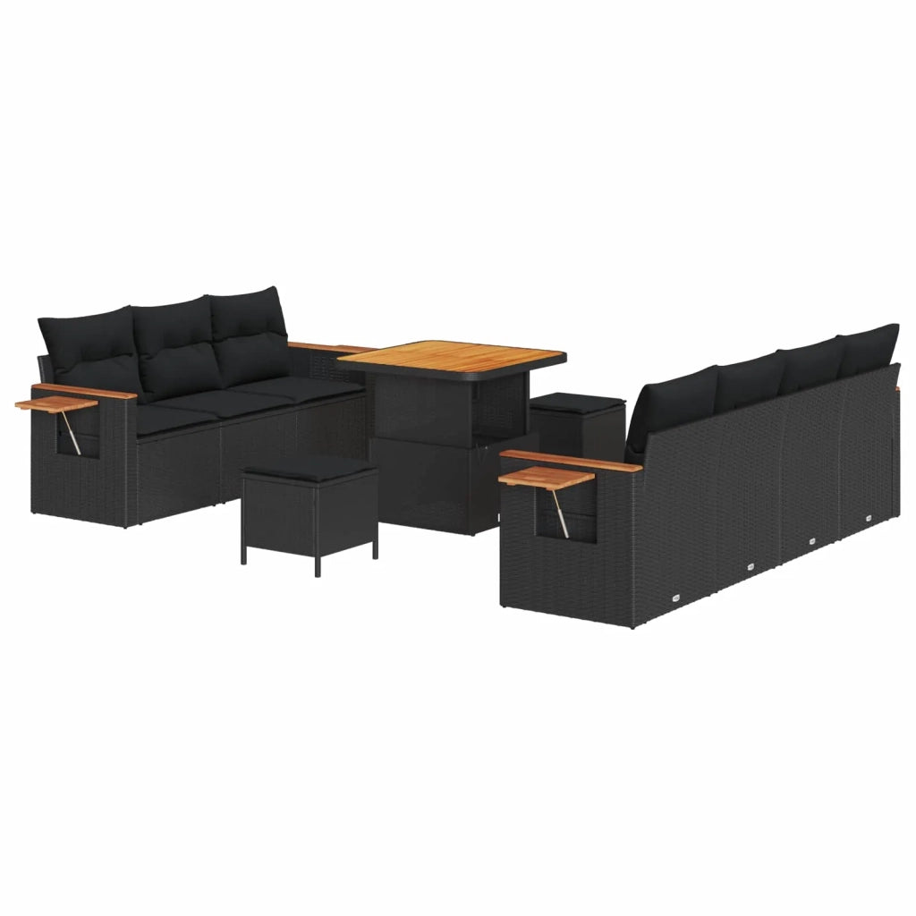 Set Divano da Giardino con cuscino 13 pcs Nero polyrattan 3365084