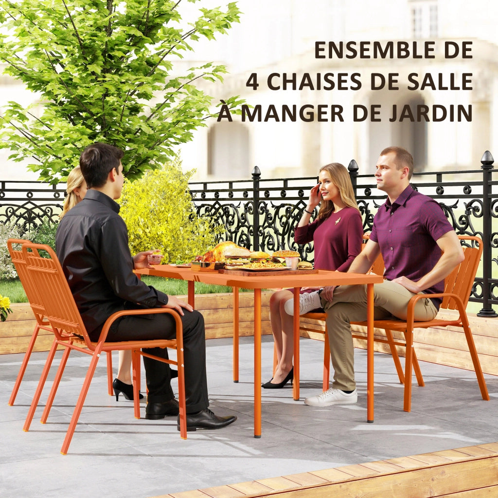 Sedia da giardino impilabile con schienale alto e braccioli ¨C zephmum ¨C acciaio 56x66x91cm arancione