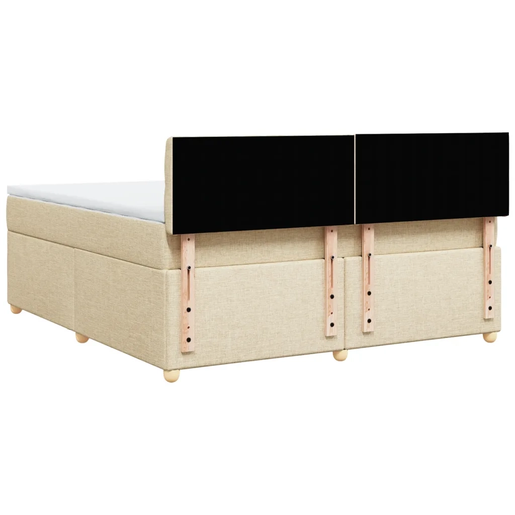 Giroletto a Molle con Materasso Crema 180x200 cm in Tessuto