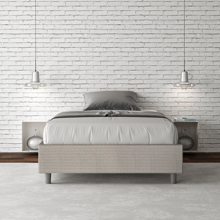 Letto 1 Piazza e Mezzo Sommier 120x190 cm con Rete Azelia Labirinto 01 Bianco