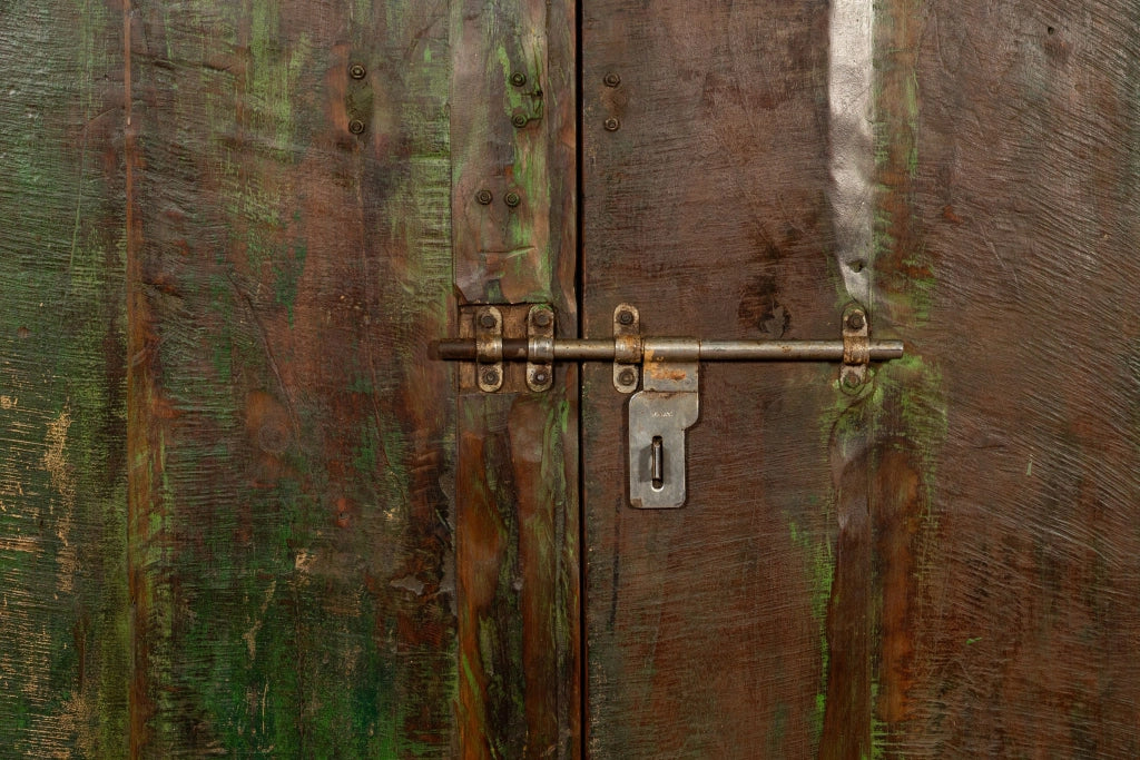 Biscottini Porta portone in legno massello e ferro da interno o da esterno vecchia e antica medievale scorrevole
